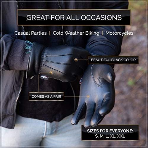 Men’s Warm Winter Dress and Work Gloves Thermal Lining Genuine Leather S / Black-3821