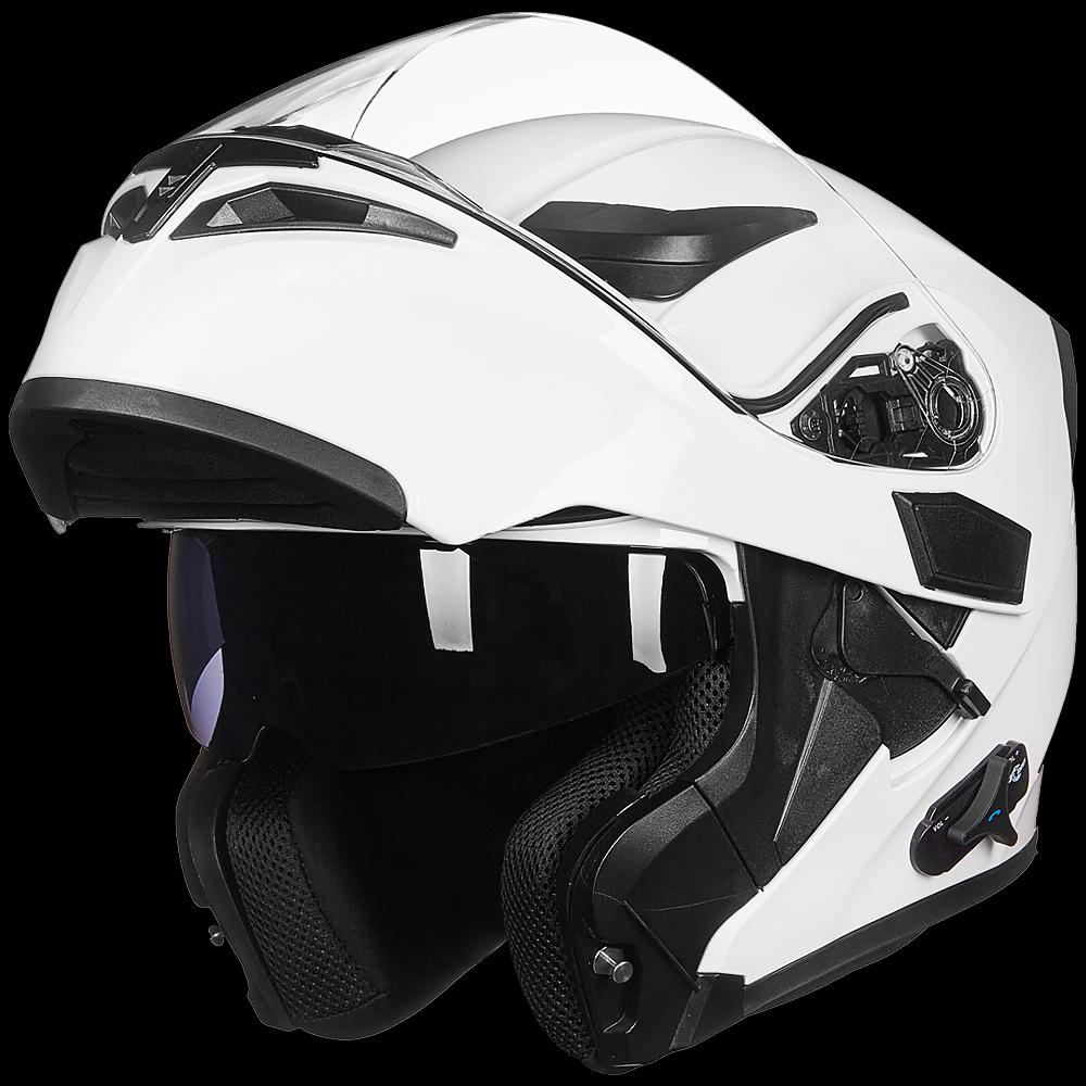 ILM Modular Flip up Full Face Bluetooth Motorcycle Helmet Model 902BT White / Large