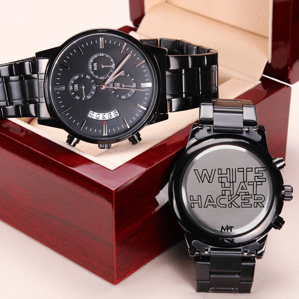 White Hat Hacker - Black Chronograph Watch by MyHackerTech