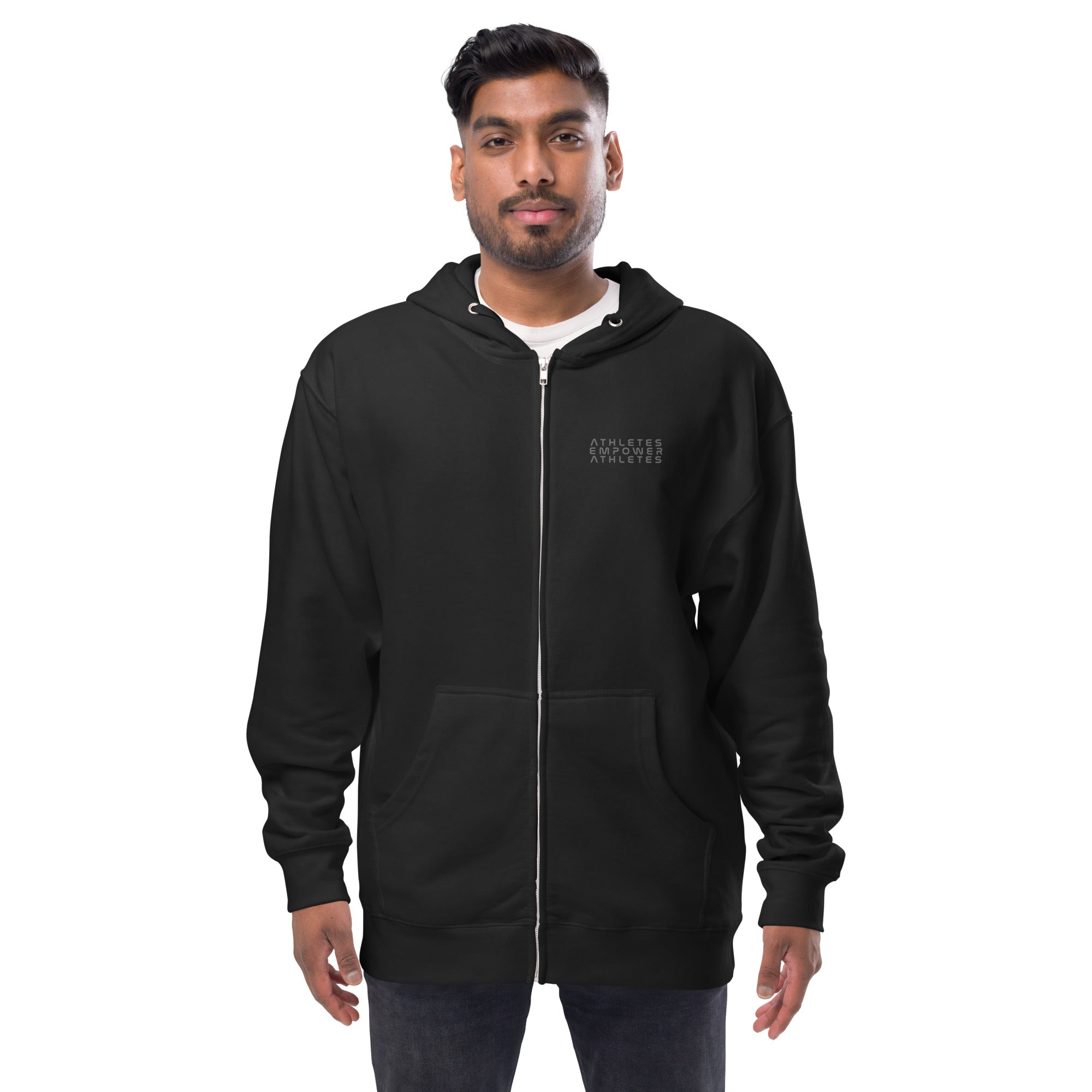 Unisex fleece zip up hoodie by MyHackerTech Athletes Empower
