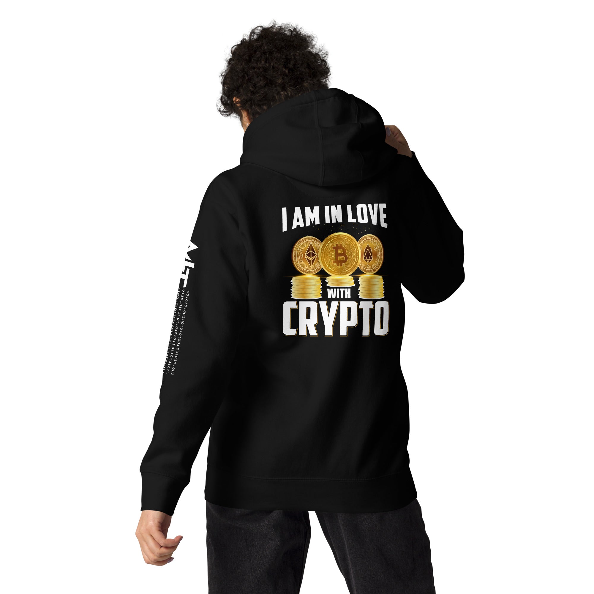 I Am in Love with Crypto Unisex Hoodie ( Back Print ) Black / M| Unique Hoodie for Developers, Programmers, Hackers & Coders