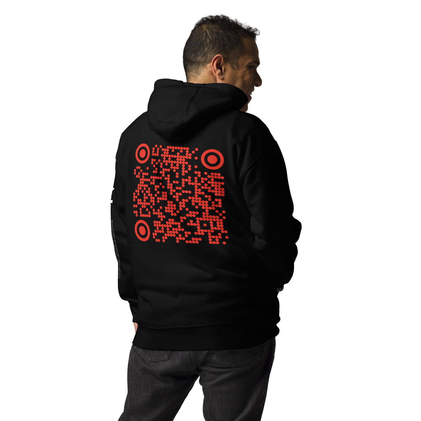 Who's the New Kid, Hacker, Developer, Gamer, Crypto King V1 (Red Cyber) - Unisex Hoodie Personalized QR Code