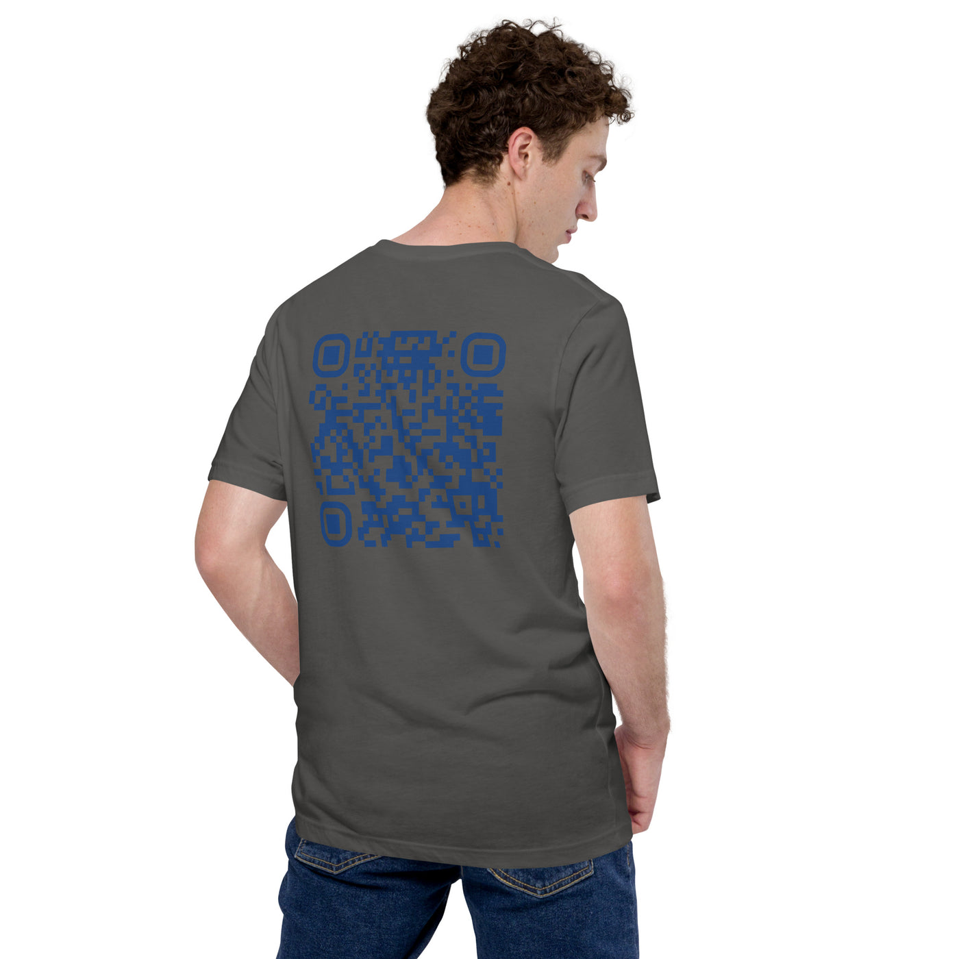Who's the New Kid, Hacker, Developer, Gamer, Crypto King V1 (Blue) - Unisex t-shirt Personalized QR Code