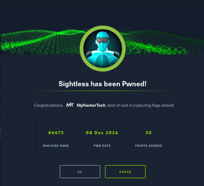 Sightless HackTheBox Walkthrough