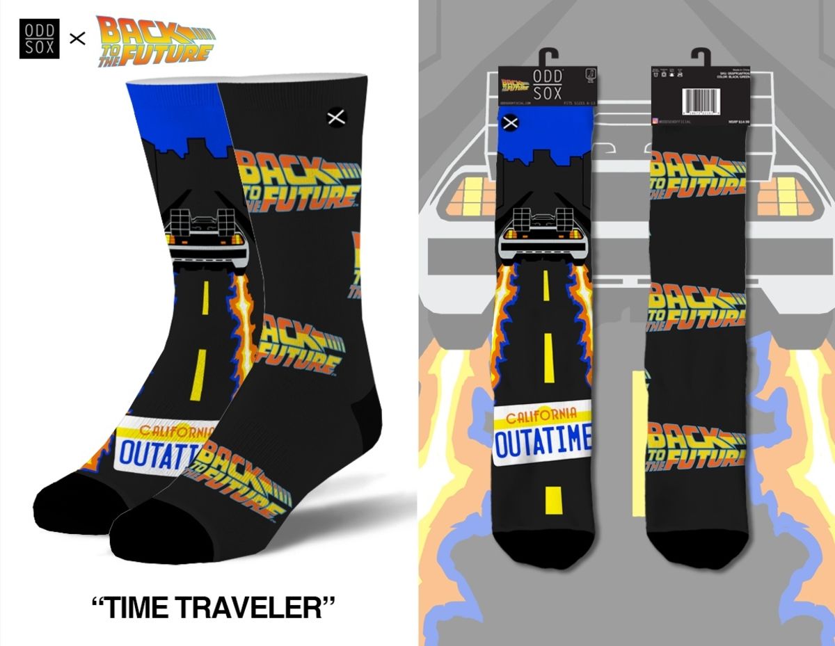 Back to the Future "Time Traveler" Men's Crew Straight Down Knit Mix-Match Socks (Size 8-12) by MyHackerTech