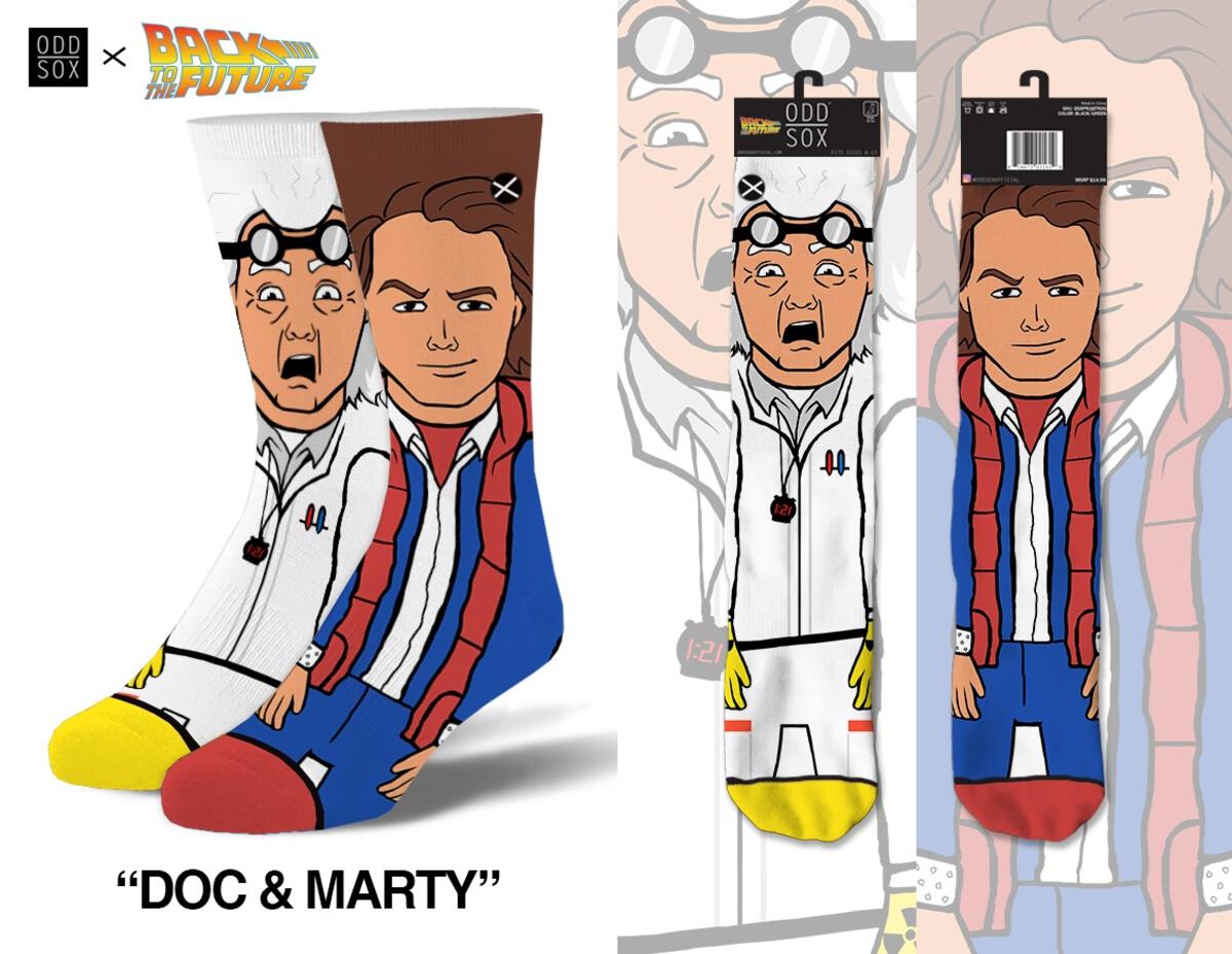 Back to the Future "Doc & Marty" Men's 360 Knit Mix-Match Socks (Size 6-13) by MyHackerTech