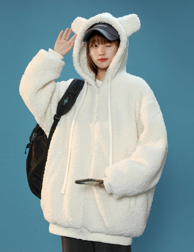 Women's Furry Bunny Ears Winter Jacket by MyHackerTech