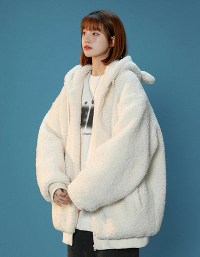 Women's Furry Bunny Ears Winter Jacket by MyHackerTech