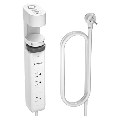 Desk Clamp Power Strip with USB-C Port, 1020J Surge Protector with 20W PD Fast Charging,3 Wide-Spaced Outlets Desktop Edge Mount Power Strip with Flat Plug, 6FT Cord, Fits Tables Up to 2 Inches by MyHackerTech