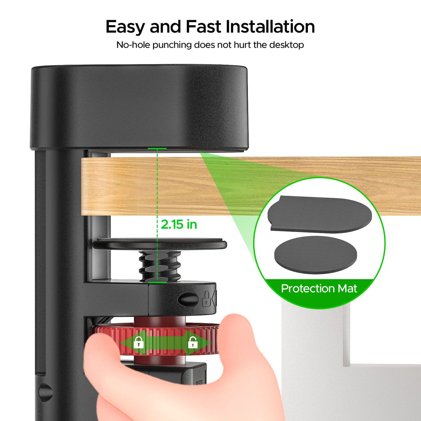 Desk Clamp Power Strip with USB-C Port, 1020J Surge Protector with 20W PD Fast Charging,3 Wide-Spaced Outlets Desktop Edge Mount Power Strip with Flat Plug, 6FT Cord, Fits Tables Up to 2 Inches by MyHackerTech