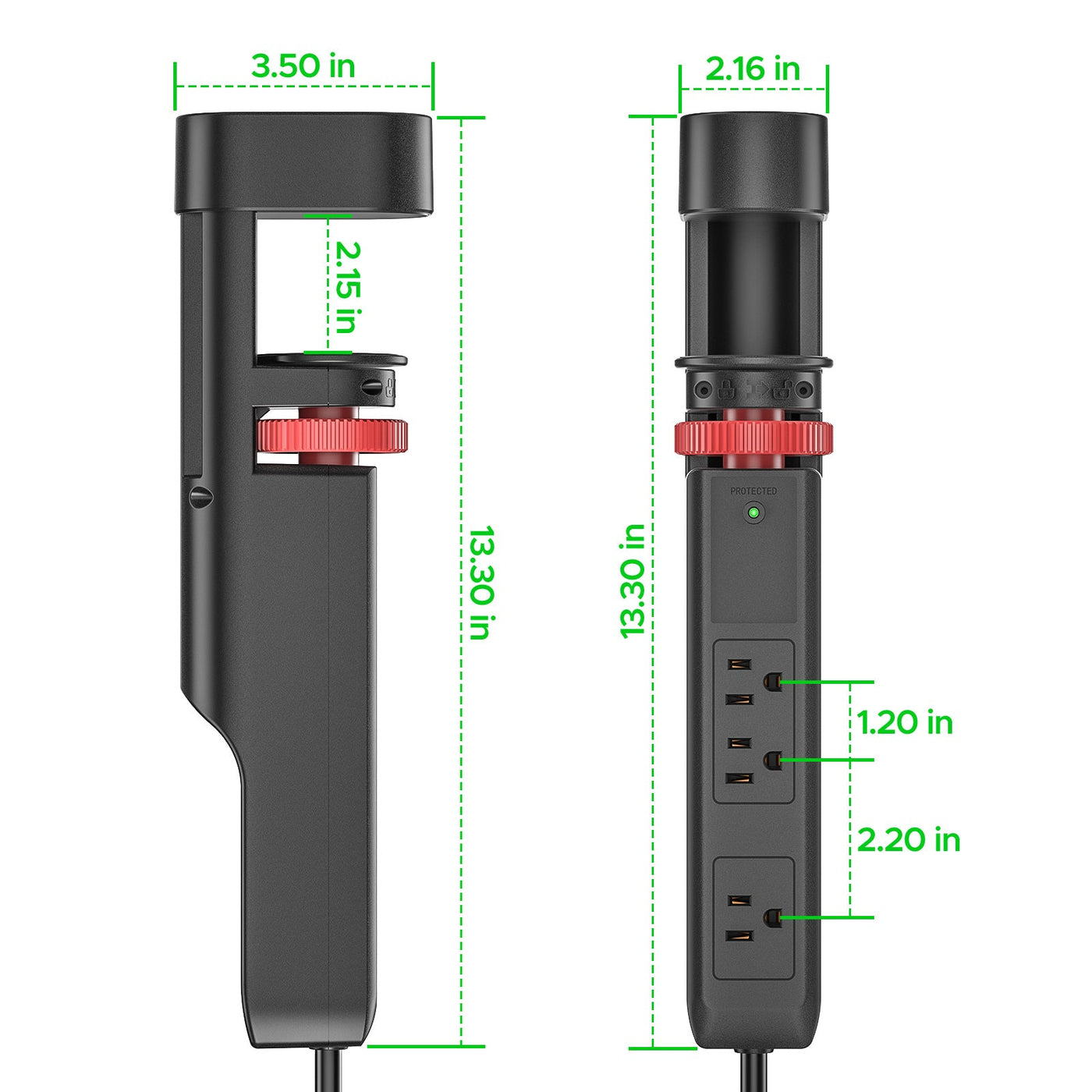 Desk Clamp Power Strip with USB-C Port, 1020J Surge Protector with 20W PD Fast Charging,3 Wide-Spaced Outlets Desktop Edge Mount Power Strip with Flat Plug, 6FT Cord, Fits Tables Up to 2 Inches by MyHackerTech