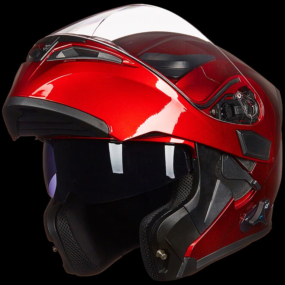 bluetooth motorcycle helmet flip up ILM Modular Flip up Full Face Bluetooth Motorcycle Helmet Model 902BT White / Large