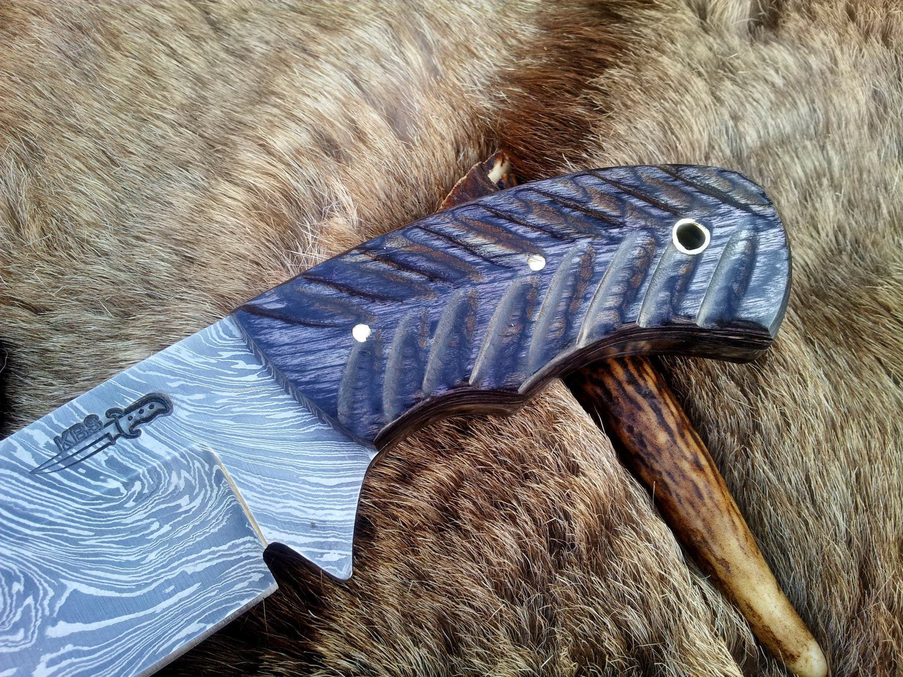 Custom Damascus Steel Field Dressing Deer Skinning Knife with Exotic Pakka Wood Handle – 8.5 Inch Hunting Knife by MyHackerTech