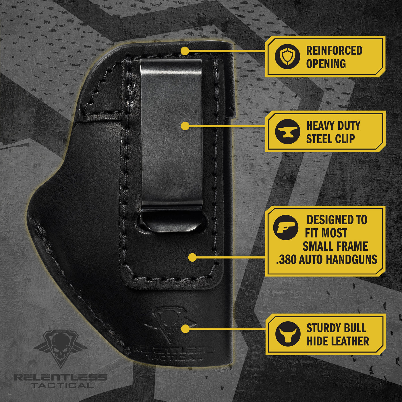 The Defender Leather IWB Holster - Fits Ruger LCP, LCP2, Sig P238, P290, S&W Bodyguard .380 and Most .380's - Lifetime Warranty - Made in USA by MyHackerTech