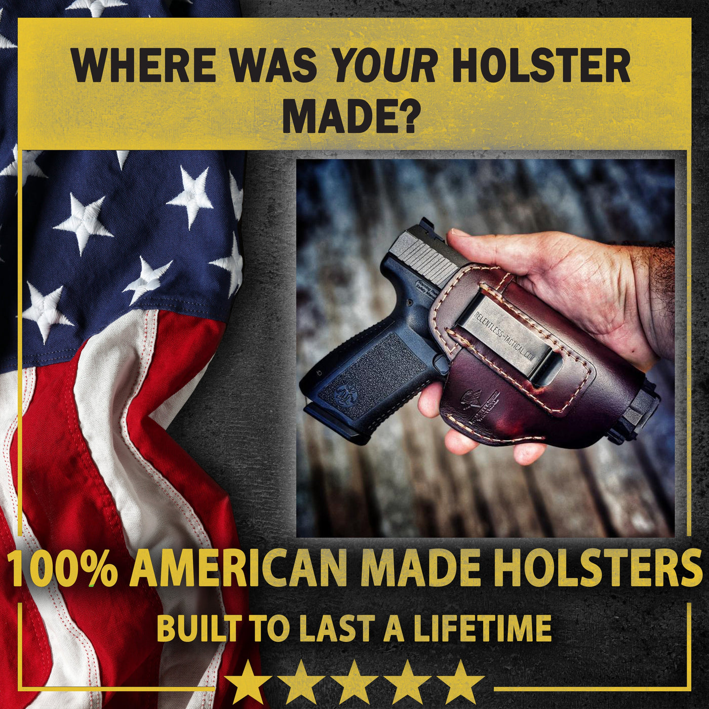 The Defender Leather IWB Holster | Fits Glock 42 | P365 | Hellcat | Lifetime Warranty | Made in USA by MyHackerTech