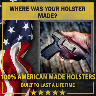 The Defender Leather IWB Holster | Fits Glock 42 | P365 | Hellcat | Lifetime Warranty | Made in USA by MyHackerTech