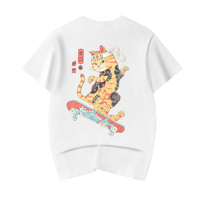 YeT019 Neko Skateboarding Cat Tee by MyHackerTech