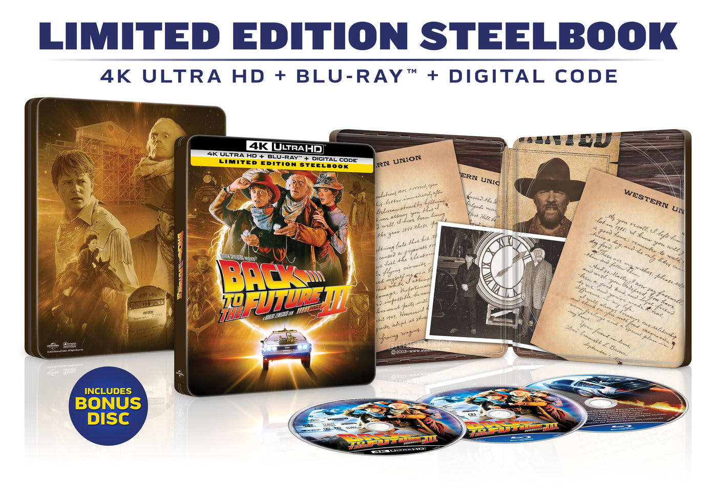 Back to the Future Part III Limited Edition Steelbook (4K Ultra HD + Blu-ray™ + Digital Code) by MyHackerTech