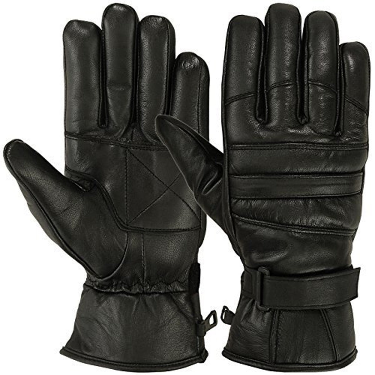 Mens Motorbike Gloves Cold Weather Motorcycle Riding Genuine Leather Black Glove-Black-Gray-S by MyHackerTech