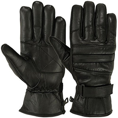 Mens Motorbike Gloves Cold Weather Motorcycle Riding Genuine Leather Black Glove-Black-Gray-S by MyHackerTech