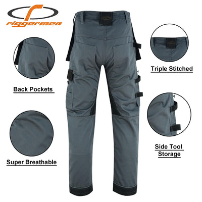 Riggermen Mens Work Pants Lightweight Cargo Tactical Trouser with Holster Pockets Relaxed Fit Safety Pants for Construction by MyHackerTech
