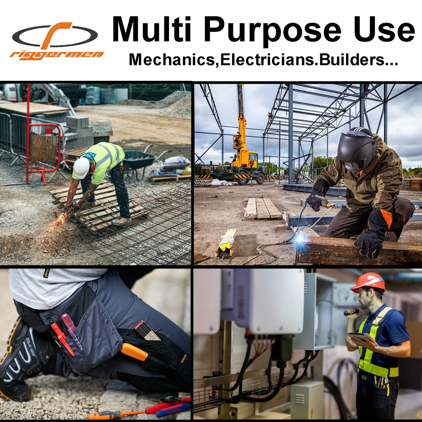 Riggermen Mens Work Pants Lightweight Cargo Tactical Trouser with Holster Pockets Relaxed Fit Safety Pants for Construction by MyHackerTech