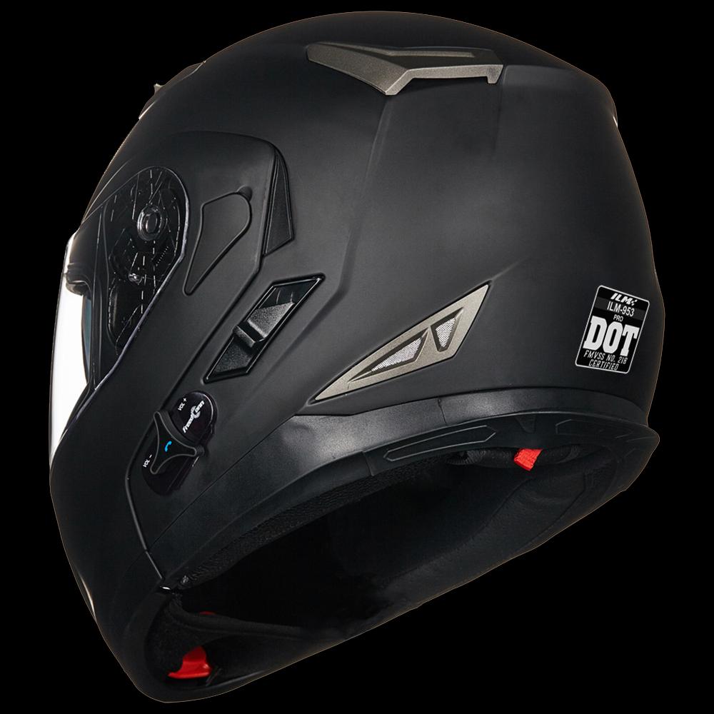 bluetooth modular flip up motorcycle helmet ILM Bluetooth Integrated Modular Flip up Full Face Motorcycle Helmet Model 953 Red / XX-Large