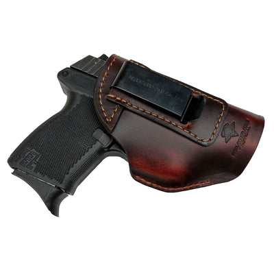 The Defender Leather IWB Holster | Fits Glock 42 | P365 | Hellcat | Lifetime Warranty | Made in USA by MyHackerTech