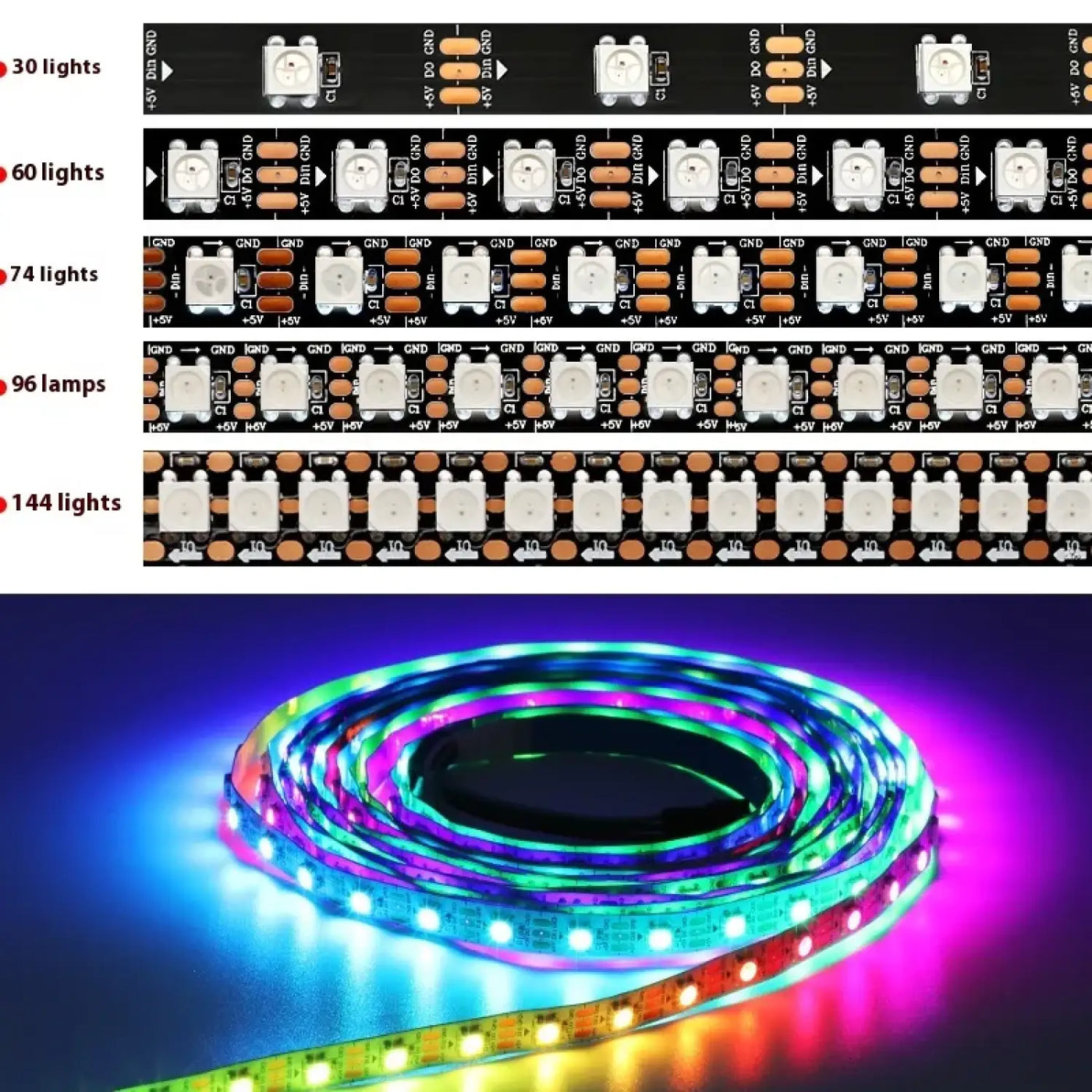 5V Magic LED Strip Lights – Waterproof & Single-Point Control by ...