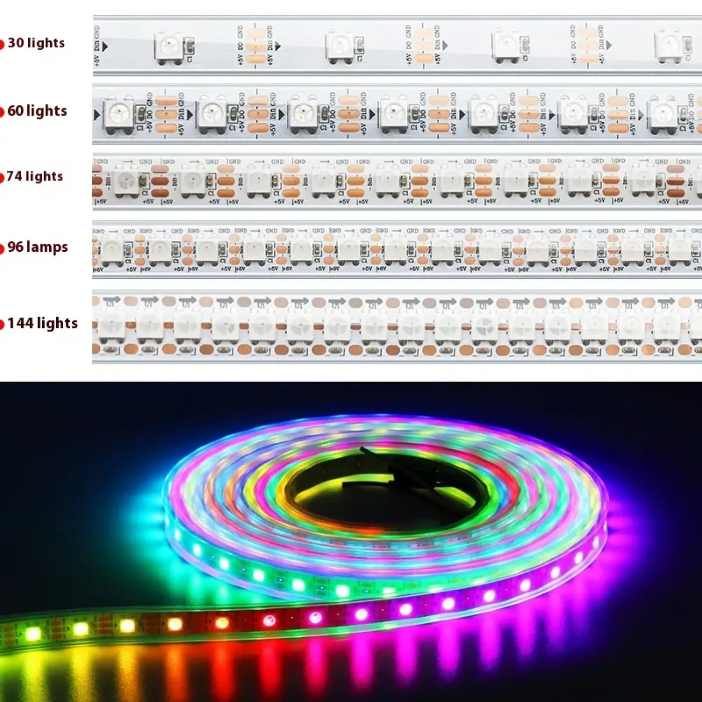 5V Magic LED Strip Lights – Waterproof & Single-Point Control by ...