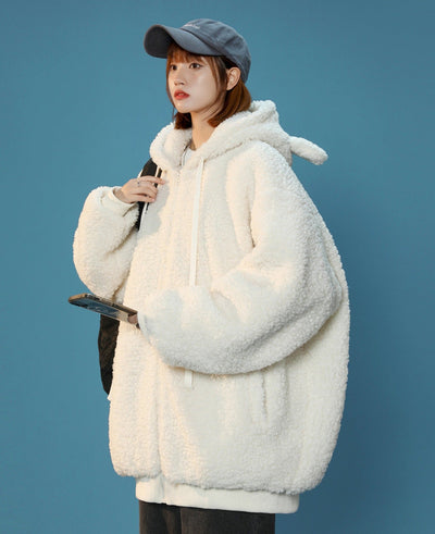 Women's Furry Bunny Ears Winter Jacket by MyHackerTech
