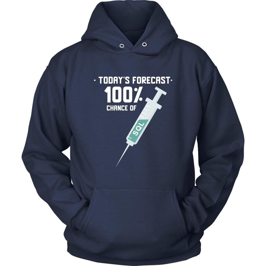 Today's forecast 100% chance of SQL injection - Unisex Hoodie by MyHackerTech