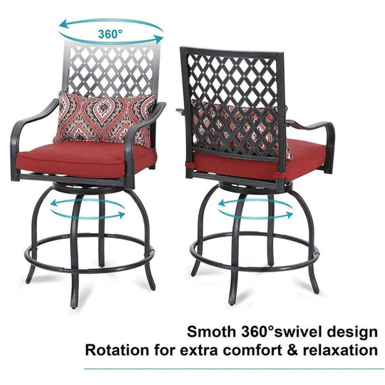 colored patio bar and umbrella sets 6PCS Outdoor Patio Bar Set Dining Table With Umbrella & Swivel Bar Stools  (SAK53218)