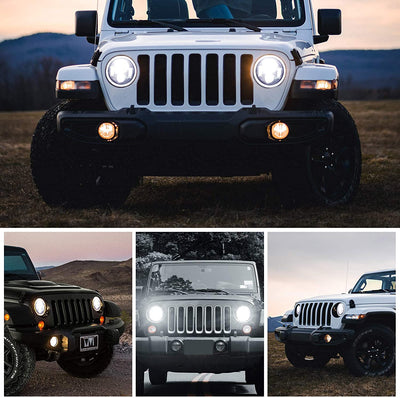 7 Inch Round LED Headlights for Jeep Wrangler Jk Tj Lj Huer Harley Half Halo Ring 60W 7' Projection Headlight Kit - 7 Inch Round LED Headlight, 60W LED Headlight 7 Inch Round LED Headlights for Jeep Wrangler Jk Tj Lj Huer Harley Half Halo Ring 60W 7' Projection Headlight Kit - 7 Inch Round LED Headlight, 60W LED Headlight