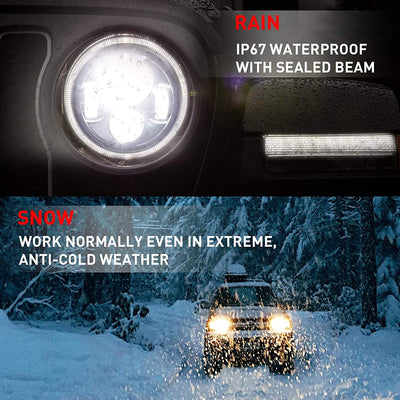 SUV Off Road 7'' 200W Black Round LED Headlight High Low Beam Headlamp Compatible With Jeep Wrangler Jk Tj Lj Cj Suzuki Jimny I.1122716605