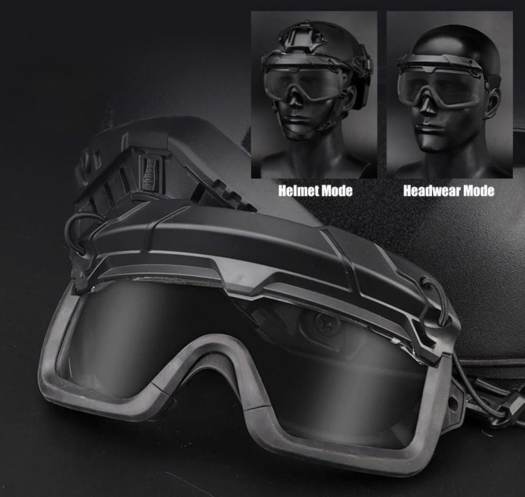 arc rail goggles Tactical Helmet Goggles with Arc Rail Attachments Tan