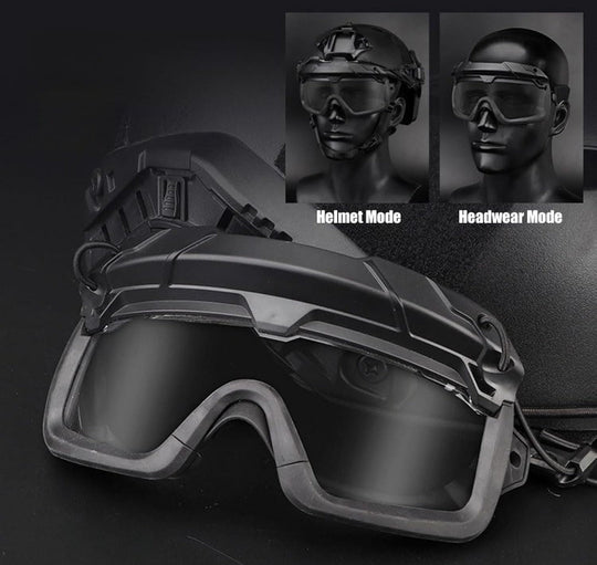 helm goggles Tactical Helmet Goggles with Arc Rail Attachments Tan