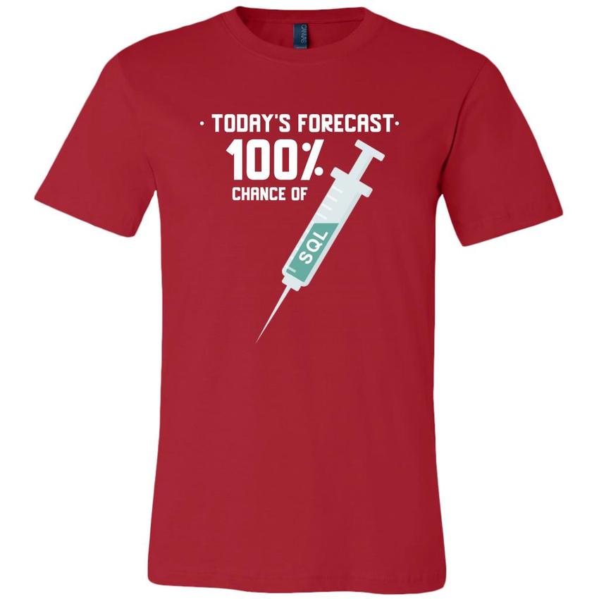 Today's forecast 100% chance of SQL injection - Canvas Mens Shir by MyHackerTech
