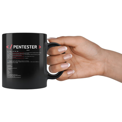 Pentester v1 - Black 11oz Mug by MyHackerTech