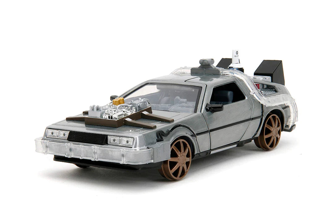 Back to the Future Part III (rail version) die-cast 1:24 scale "Hollywood Rides" light-up DeLorean Time Machine by MyHackerTech