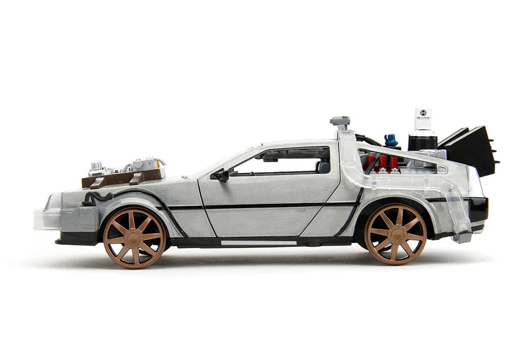 Back to the Future Part III (rail version) die-cast 1:24 scale "Hollywood Rides" light-up DeLorean Time Machine by MyHackerTech