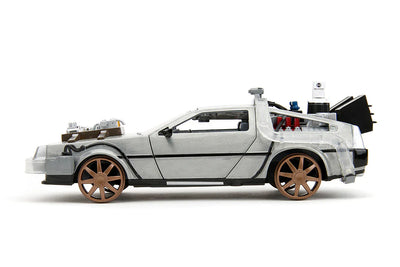 Back to the Future Part III (rail version) die-cast 1:24 scale "Hollywood Rides" light-up DeLorean Time Machine by MyHackerTech