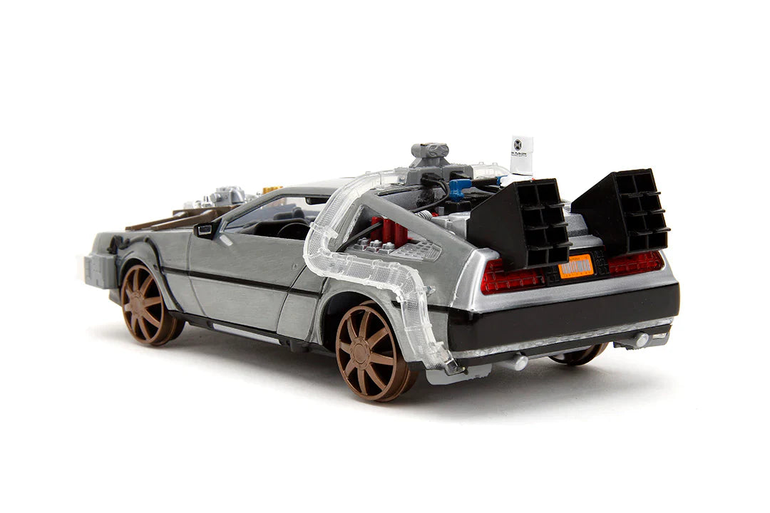 Back to the Future Part III (rail version) die-cast 1:24 scale "Hollywood Rides" light-up DeLorean Time Machine by MyHackerTech