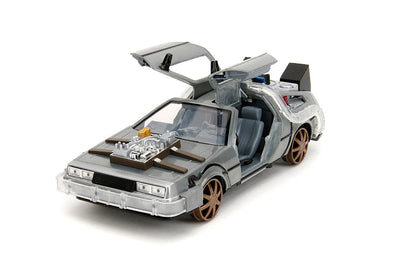 Back to the Future Part III (rail version) die-cast 1:24 scale "Hollywood Rides" light-up DeLorean Time Machine by MyHackerTech
