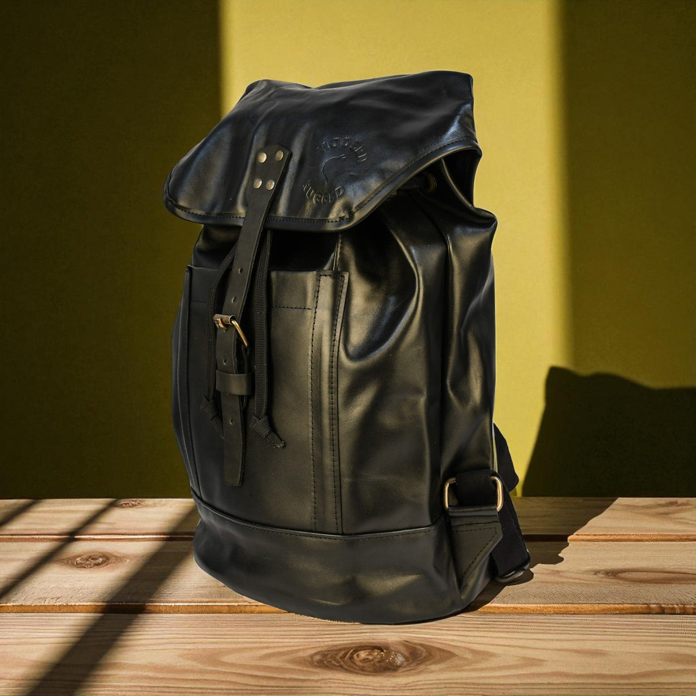 Bovine Leather Single Strap Backpack - Black by MyHackerTech