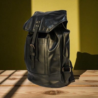 Bovine Leather Single Strap Backpack - Black by MyHackerTech