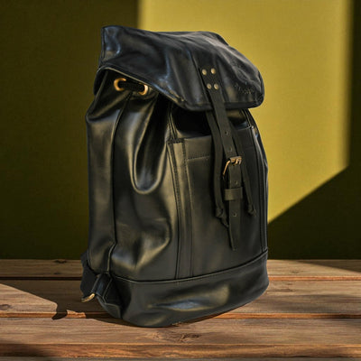 Bovine Leather Single Strap Backpack - Black by MyHackerTech