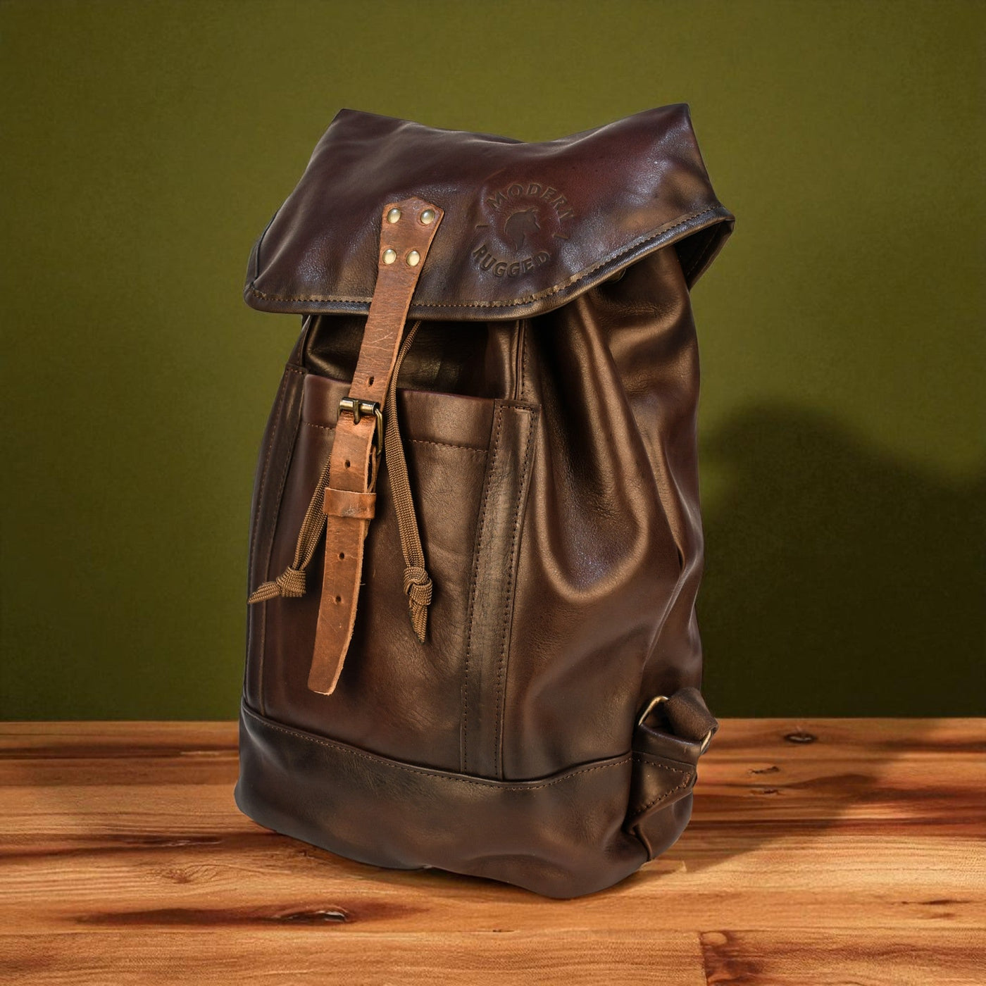 Bovine Leather Single Strap Backpack - Brown by MyHackerTech
