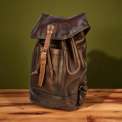 Bovine Leather Single Strap Backpack - Brown by MyHackerTech