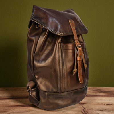Bovine Leather Single Strap Backpack - Brown by MyHackerTech